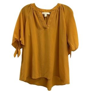 Michael Kors - Women’s - Woven Short Sleeve Blouse - Orange Gold - Large
